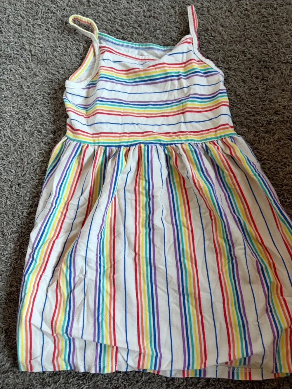 Cat & Jack Rainbow Stripe Sundress in White with Multicolor Stripes